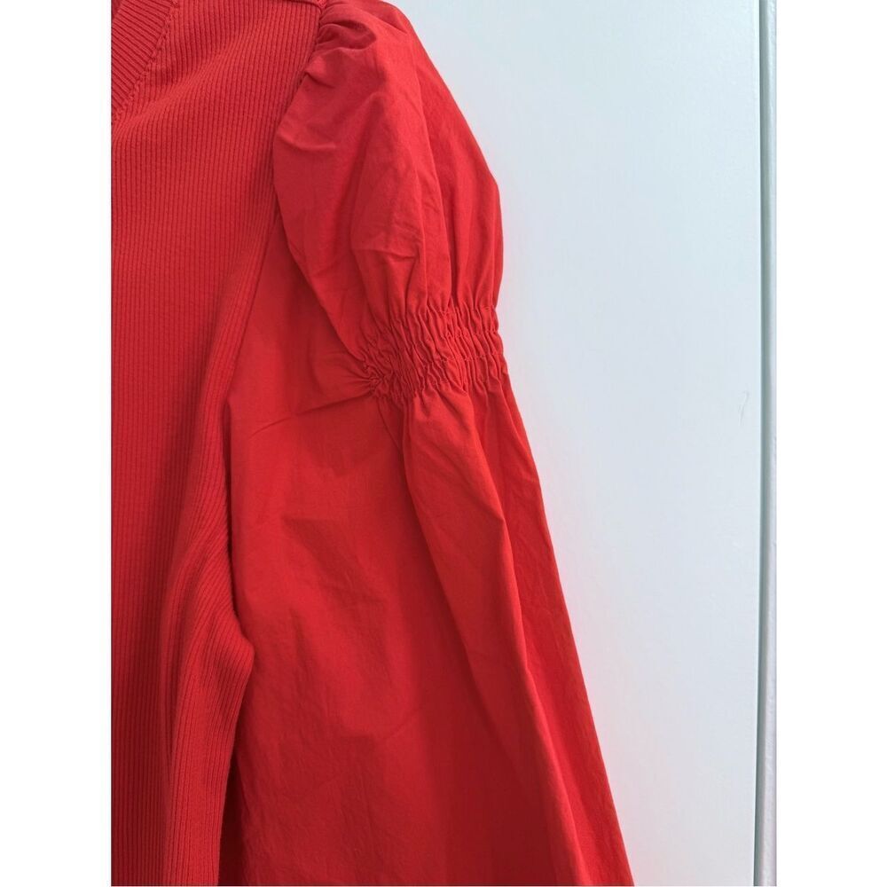 Loft Ruffle Cuff Mixed Media Blouse - Picture 6 of 7